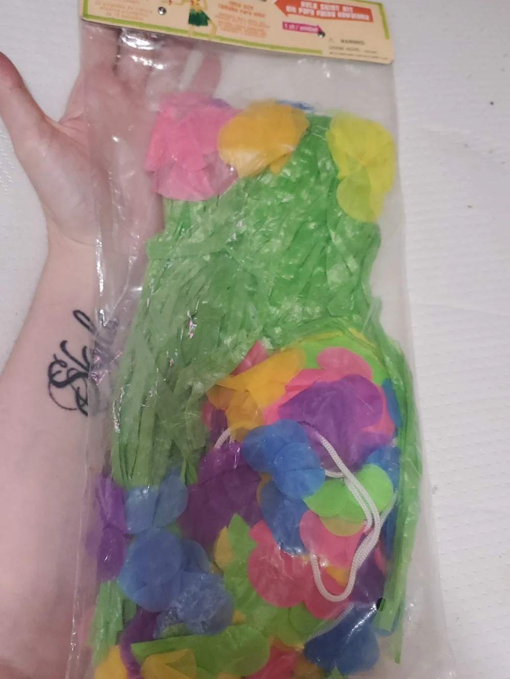 Luau Loco Kids Hula Skirt & Lei Set - Bright Multi-Color Bra And Wristbands
